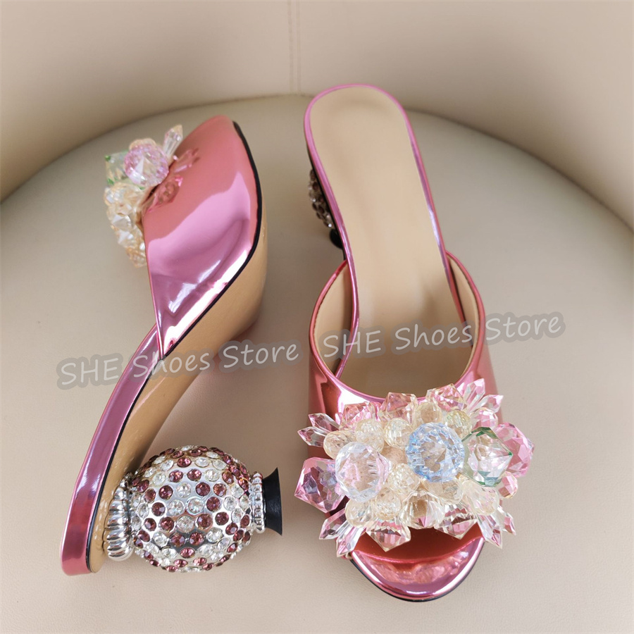 Crystal Ball Decor - Ball Design Rhinestone Heel Women Peep