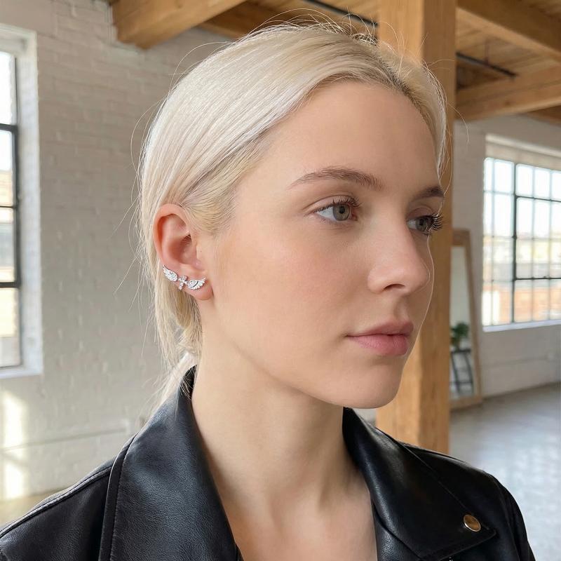 Luxury Lifestyle For Women - Angel Wings Cross Earrings Luxury Vintage