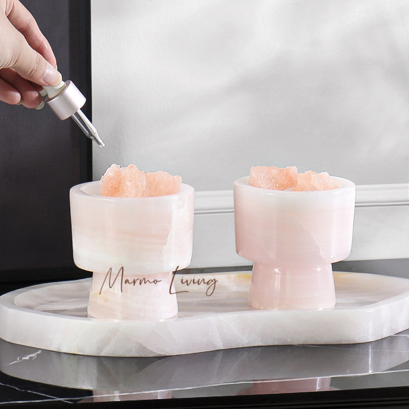 Scented Candle Luxury - White Onyx Natural Marble Tray for