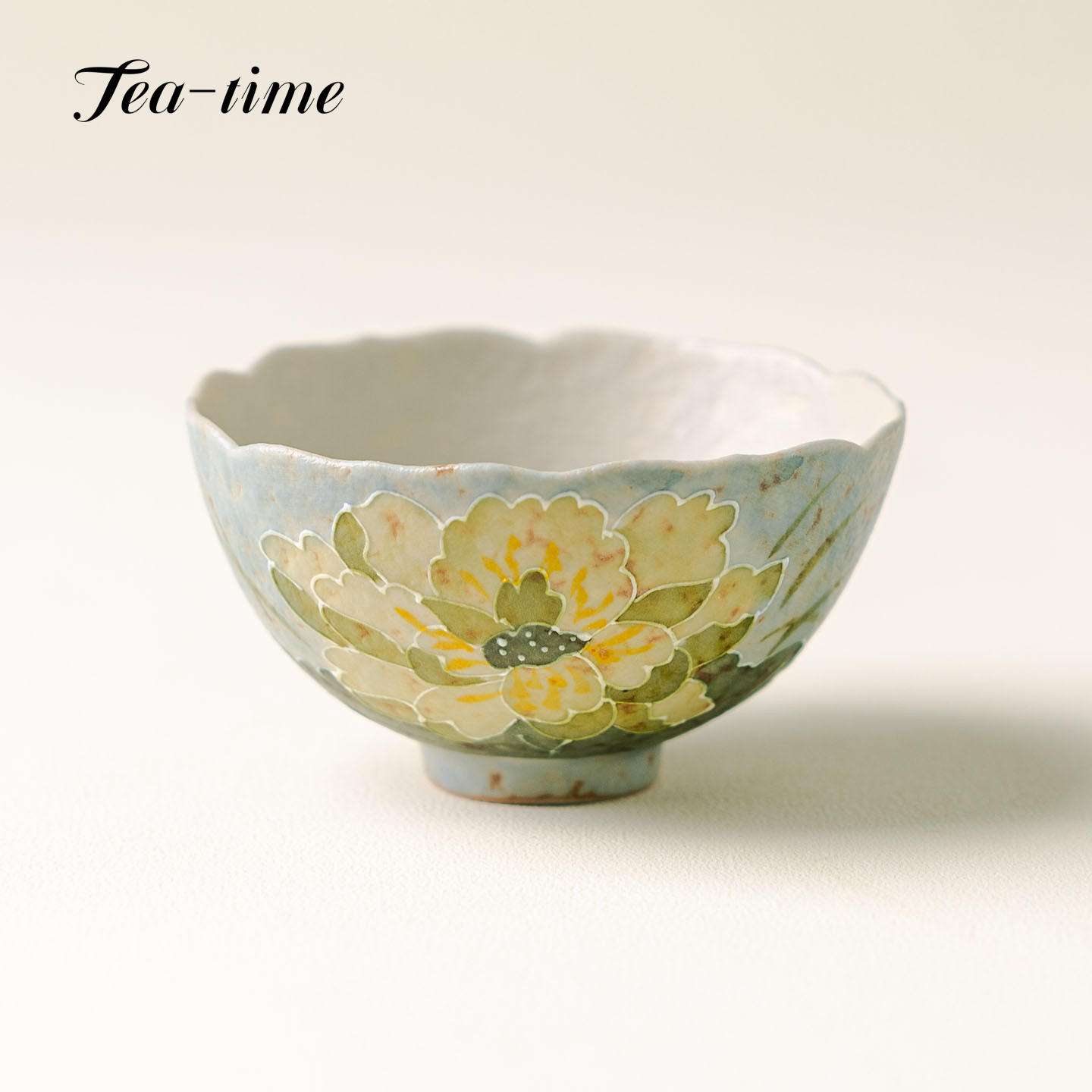 Handmade Ceramic Mug - Green Lotus Tea Cup Caramel-Painted Tea