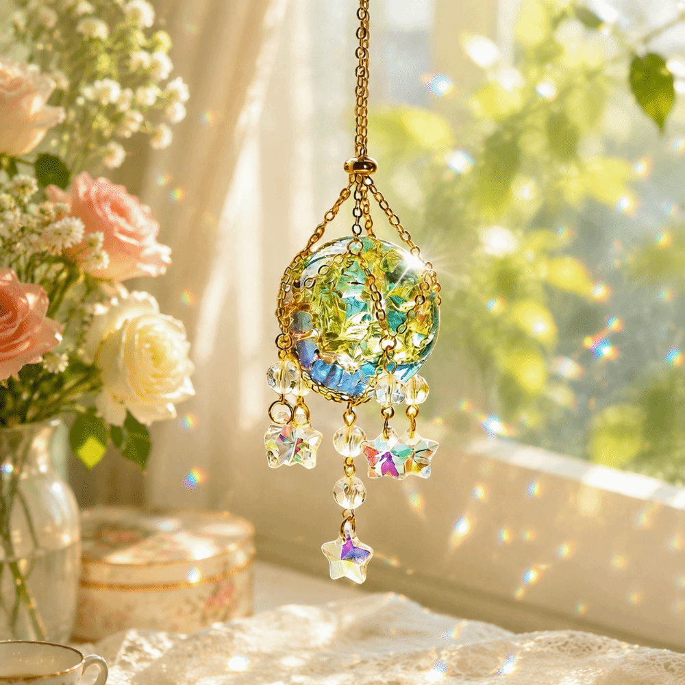 Transparent Crystal Glass Sun  - Crystal Ball Decor recension och pris