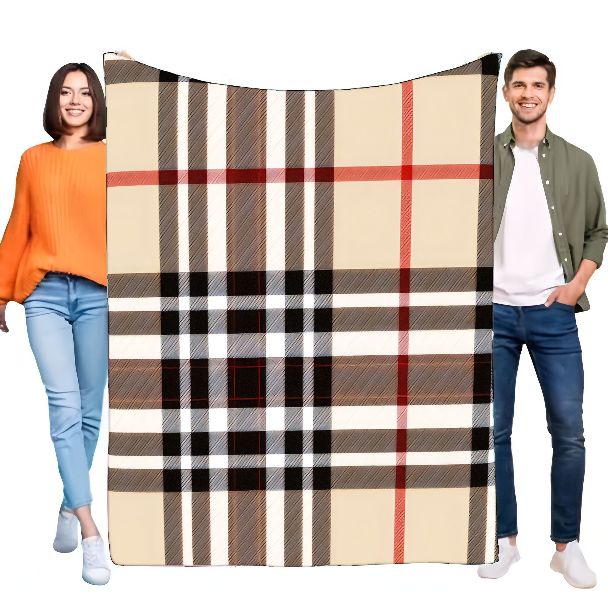 Classic Plaid Blanket with Bei - Cashmere Throw Blanket recension och pris