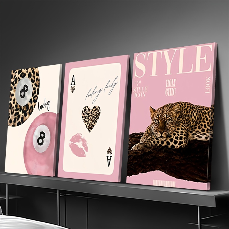 3pcs Leopard Cheetah Canvas Wa - Luxury Lifestyle recension och pris