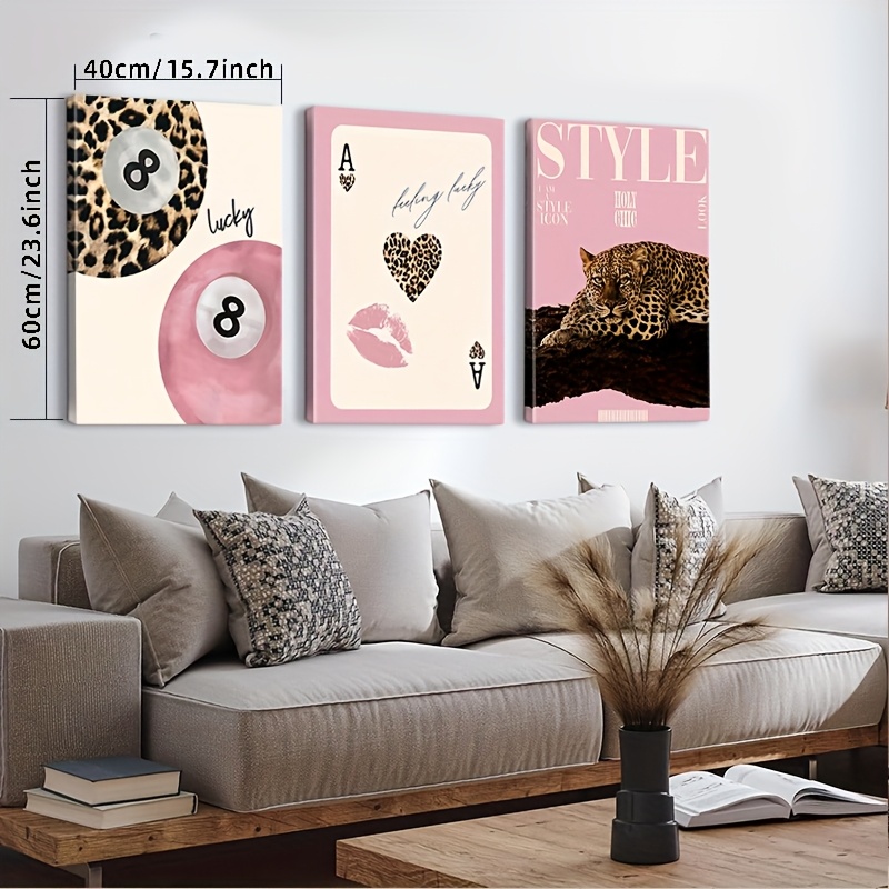 3pcs Leopard Cheetah Canvas Wa - Luxury Lifestyle recension och pris
