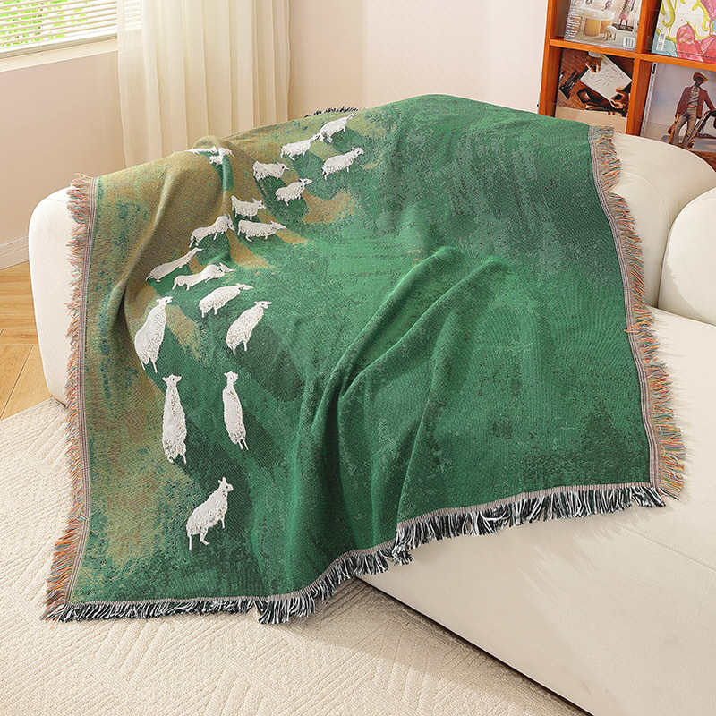 Textile City Sheep Herd Green  - Cashmere Throw Blanket recension och pris