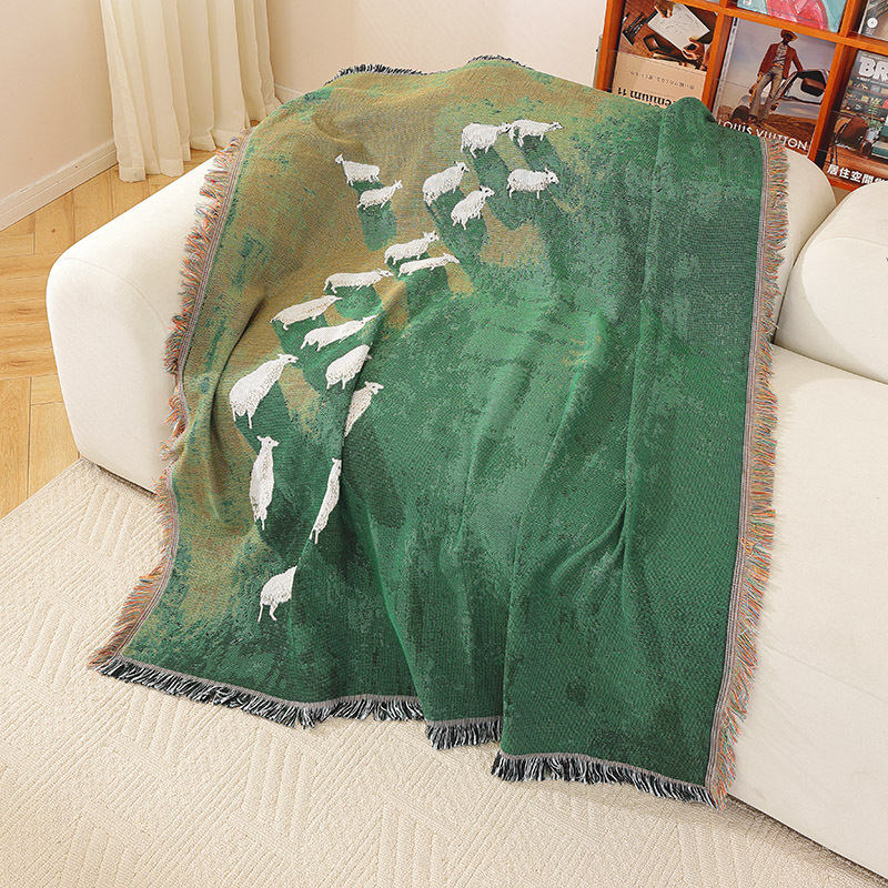 Textile City Sheep Herd Green  - Cashmere Throw Blanket recension och pris